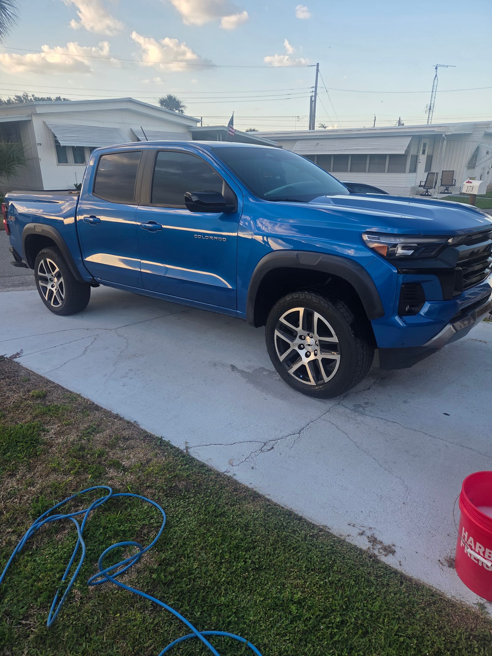 Blue Chevy Colorado after a GG Detailing mobile detail