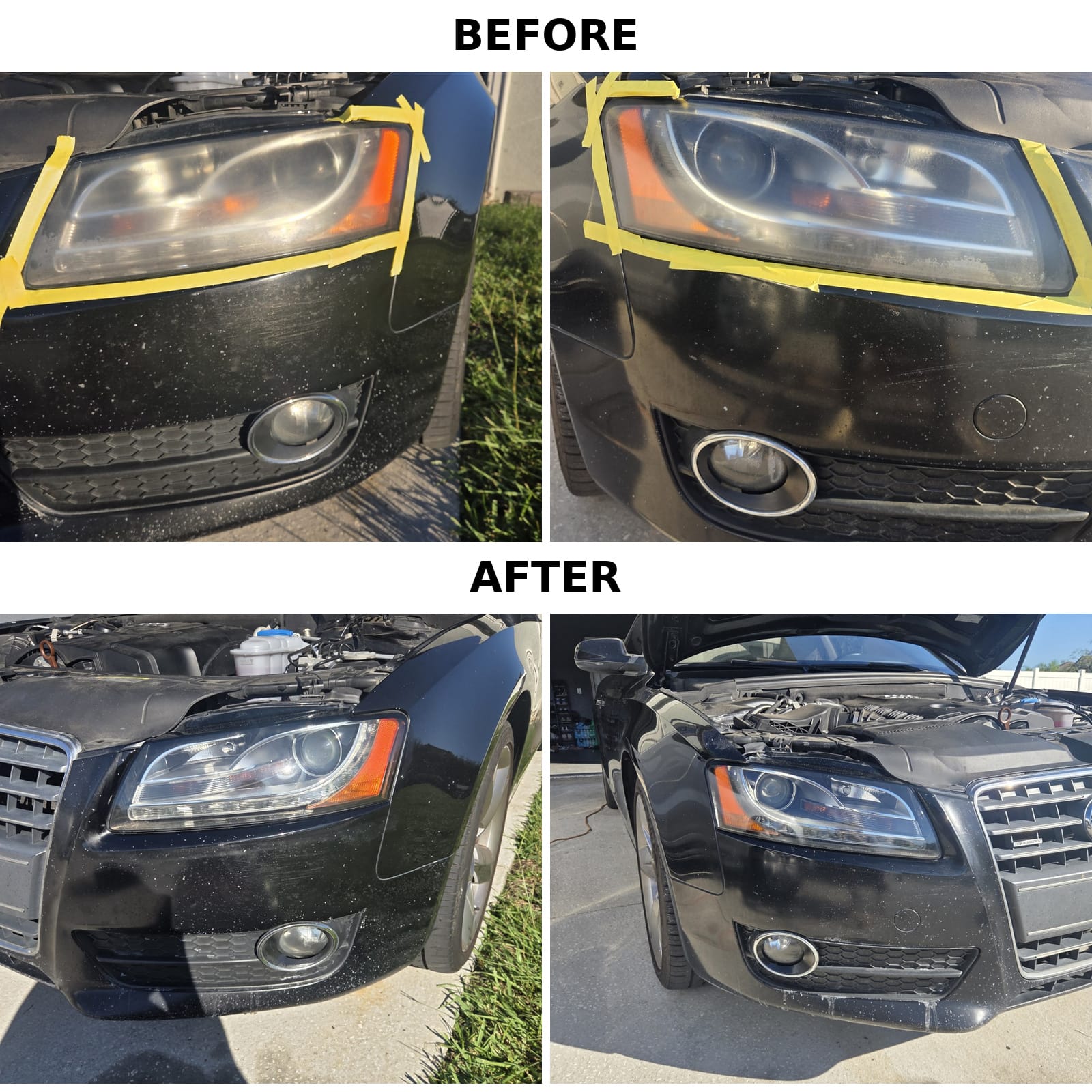 Audi headlights, before and after, GG Detailing