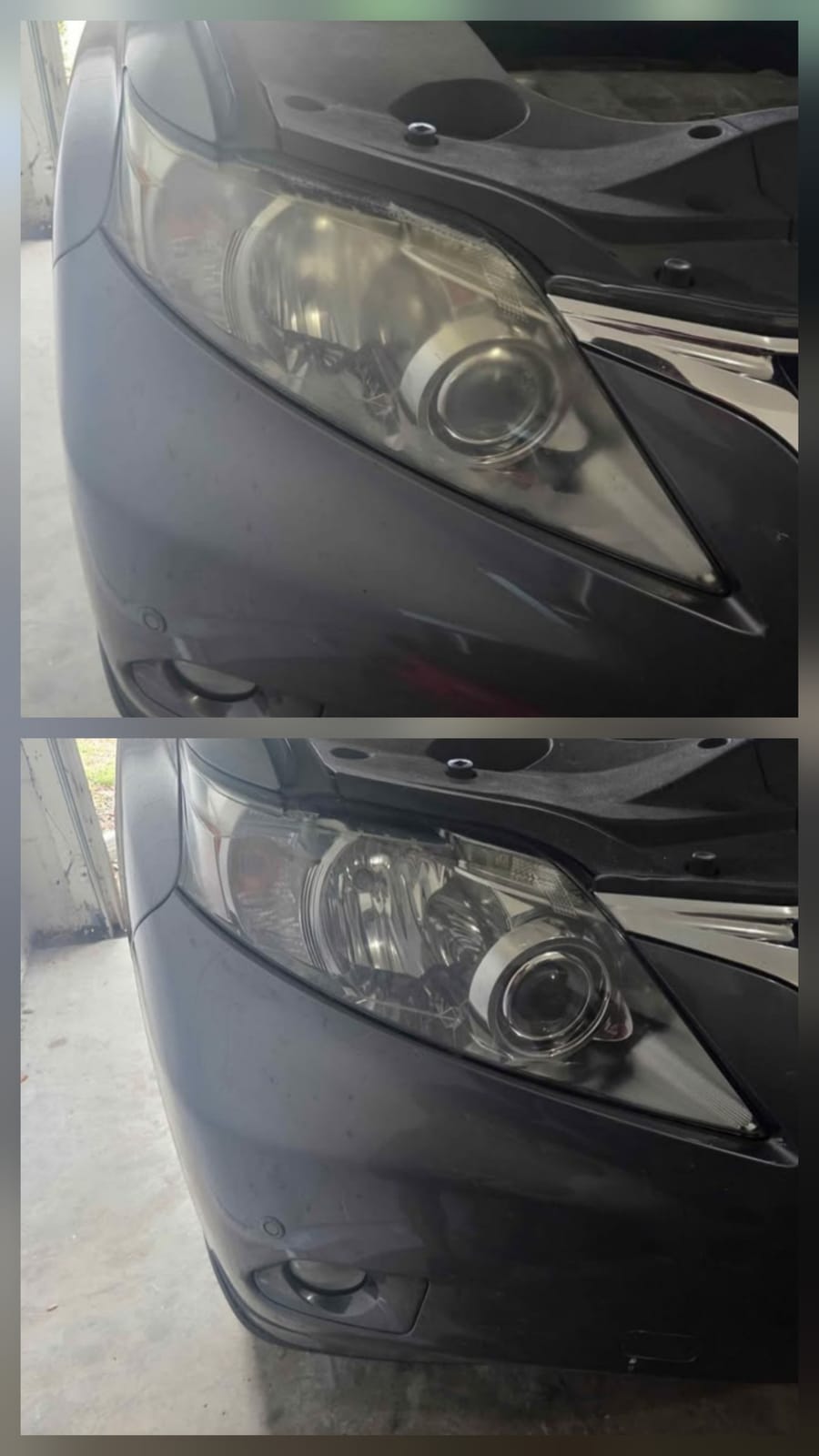 Lexus headlight, before and after, GG Detailing