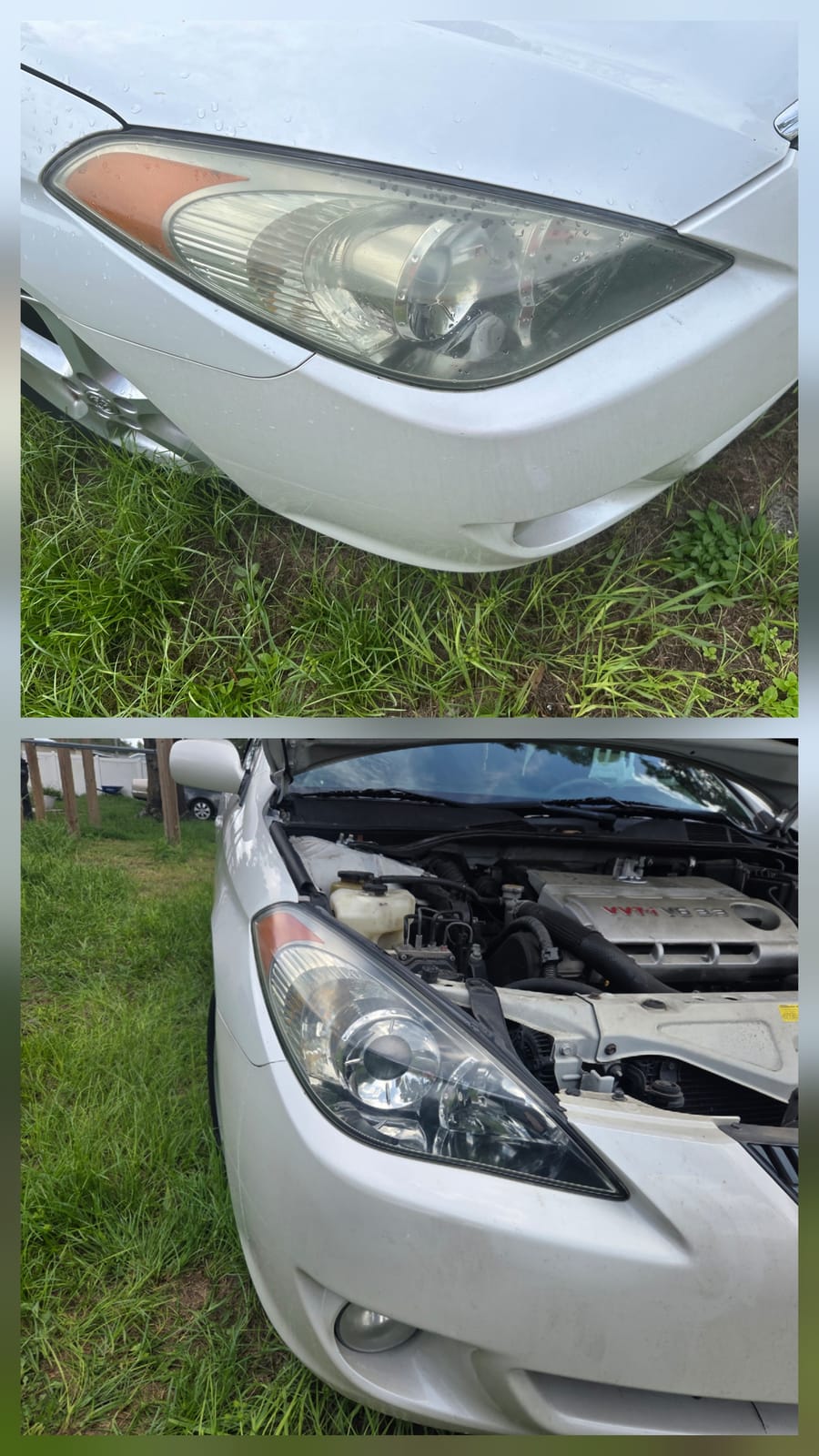 Toyota Solara headlight, before and after, GG Detailing